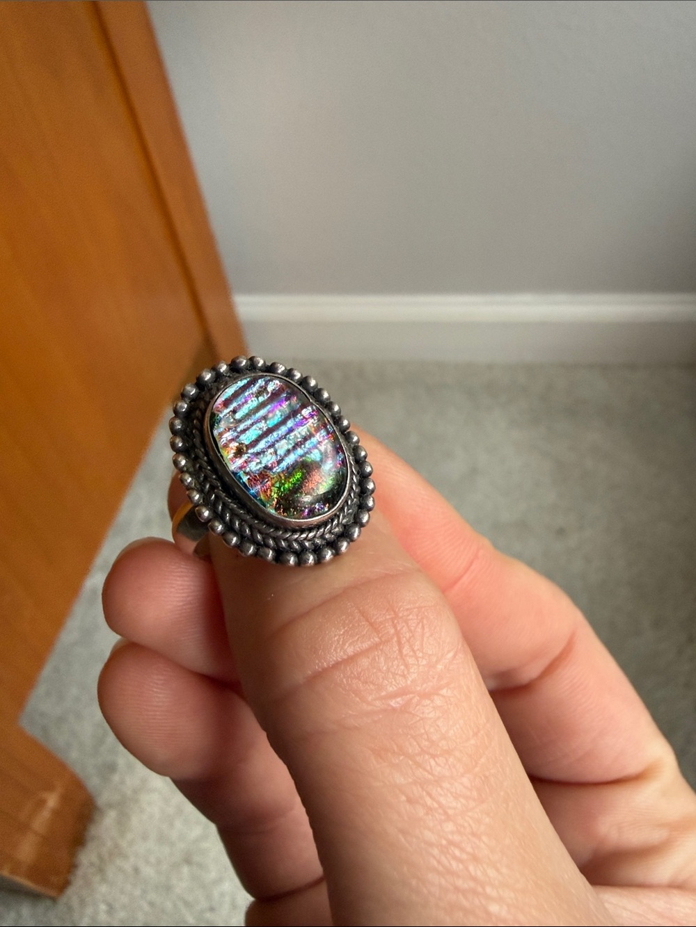 Multicolor Oval Glass Cabochon Statement Ring - Women Jewelry